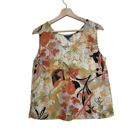 What if....?  Silk Sleeveless Tops Lot of 2 Floral Tropical Fairy Vintage Size M - Picture 2 of 11